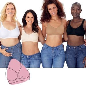 Amoena Mona Non-Wired Mastectomy Bras in Cognac Tan, Black & White New in Box